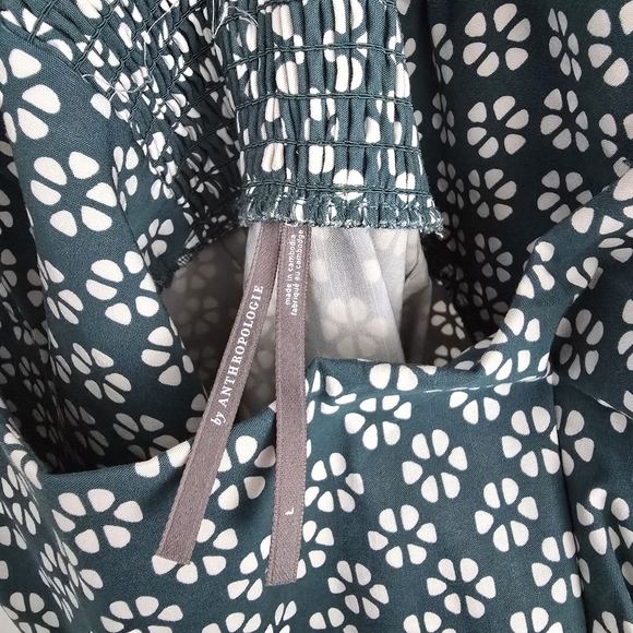 Anthropologie floral green dress size L - Picture 7 of 13